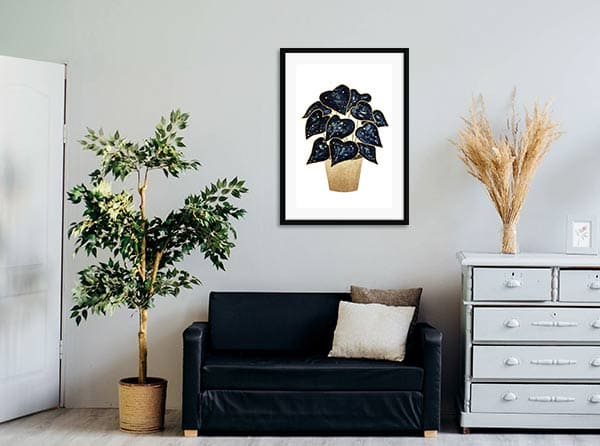 room-Frame-matte-hitam-TheFlowDesign_Philodendron-Constellations