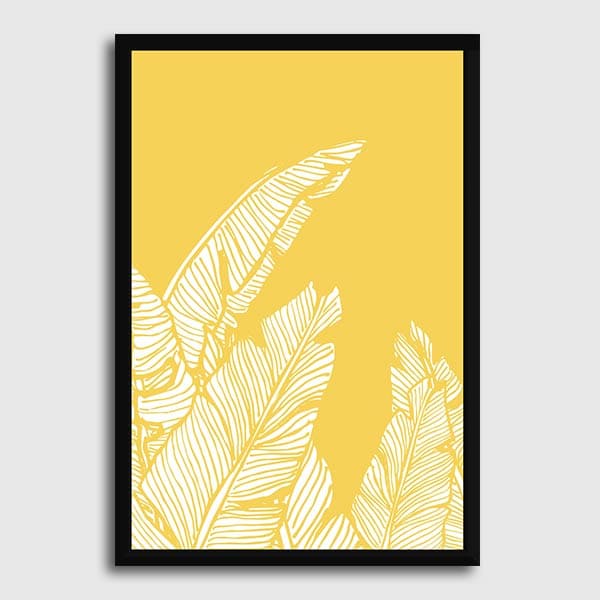 600x600-Frame-no-matte-hitam-Banana-Leaves-on-Yellow