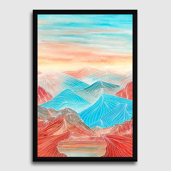 600x600-Frame-no-matte-hitam-Lines-in-the-mountains-XX