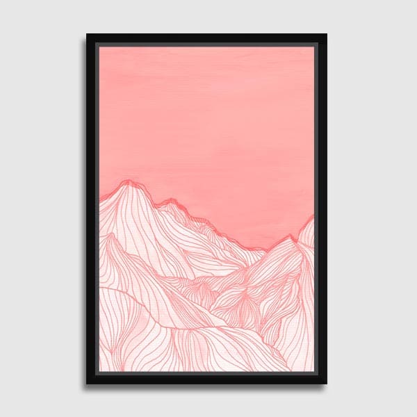 600x600-canvas-Frame-no-matte-hitam-Lines-in-the-Mountain-Pink