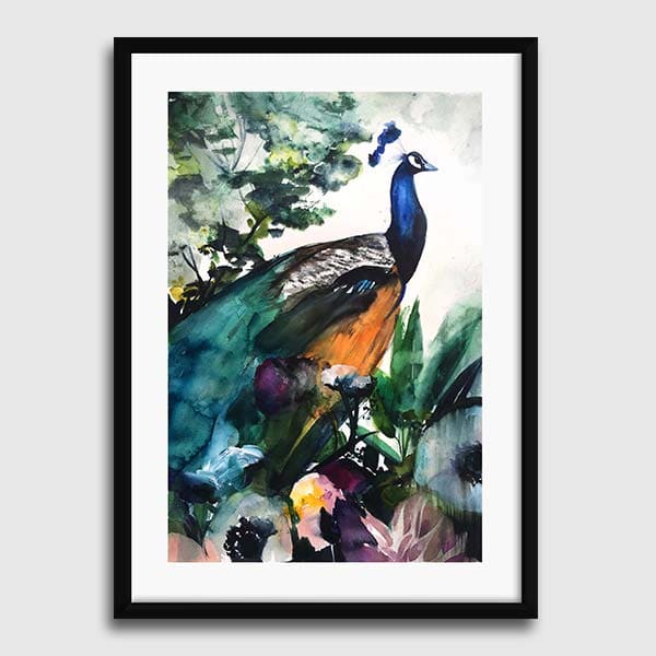 Frame-matte-hitam-peacock-garden