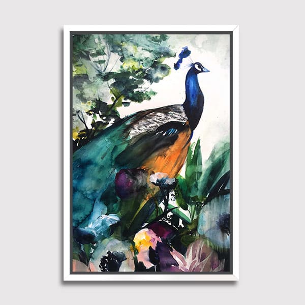 canvas-Frame-no-matte-putih-peacock-garden