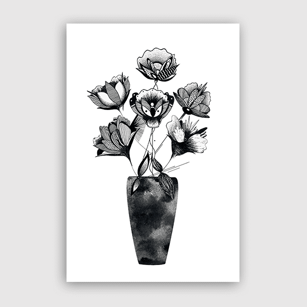 Black-and-Gold-Abstract-Flowers-Bouquet-TheFlowDesign-Art-Print-No-Matte